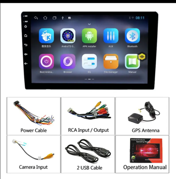 Contenido de la caja:
1 x Autorradio 2 DIN TS7-10 1GB/16GB Carplay Mirrorlink Android Negro
1 x Antena GPS
1 x Cable de alimentación
2 x Adaptadores USB
1 x Cable de entrada y salida RCA
1 x Cable de leva
2 x Enganches para soporte
4 x Tornillos
1 x Manual de usuario